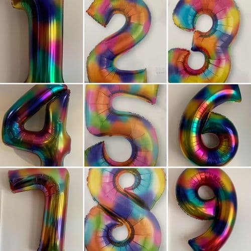 Helium Filled Bright Rainbow Jumbo Numbers