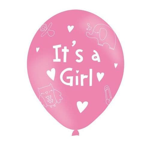 It's A Girl Pink Latex Balloons Packet of 6 x 11"