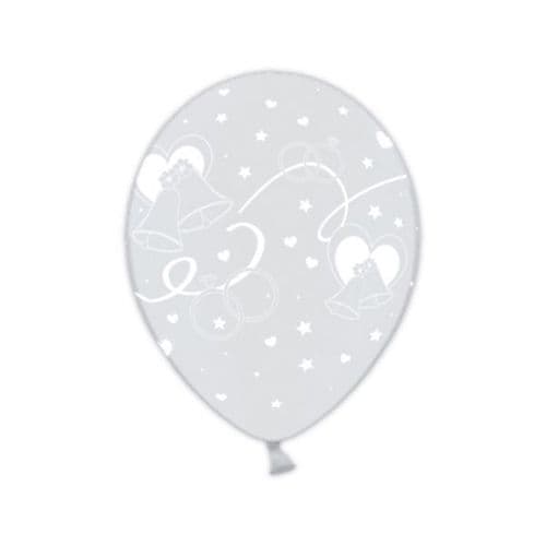 Just Married Classic  Celebration Clear Printed Latex Balloons 14" packet of 25
