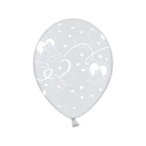 Just Married Classic Celebration Clear Printed Latex Balloons packet of 25