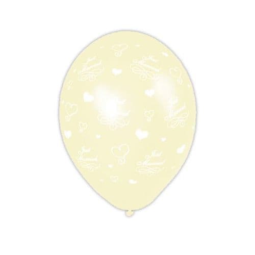 Just Married Classic Crystal Natural Ivory Printed Latex Balloon 11" packet of 25
