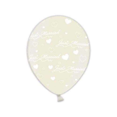 Just Married Classic  Natural Ivory Printed Latex Balloons 11" packet of 25