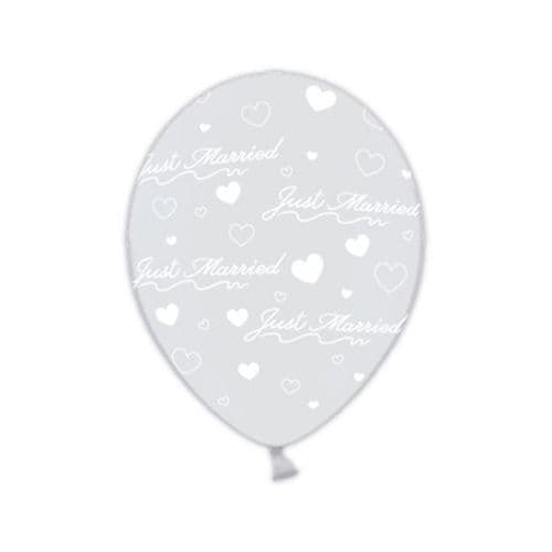 Just Married Modern  Celebration Clear Printed Latex Balloons 14" packet of 25