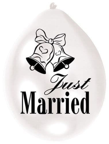 Just Married Pearl White Latex Balloons