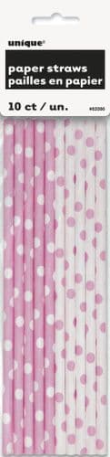 Lovely Pink Dot Paper Straw 10pc