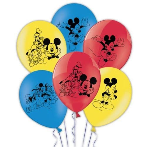 Mickey Mouse 4 sides Latex Balloons Packet of 6 x 11"