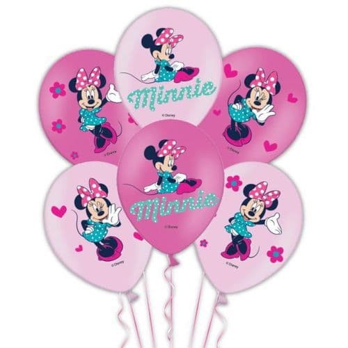 Minnie Mouse 4 colour Latex Balloons Packet of 6 x 11"