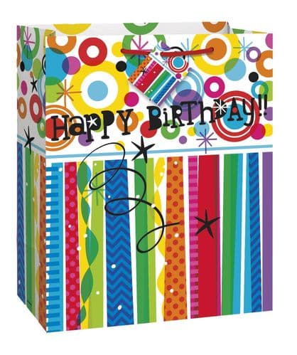 Mod Rainbow Happy Birthday Giftbag-Large