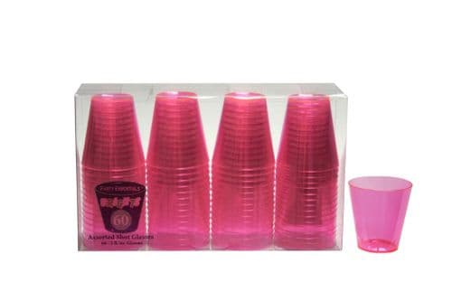 Neon Pink Double Shot Glasses 60's