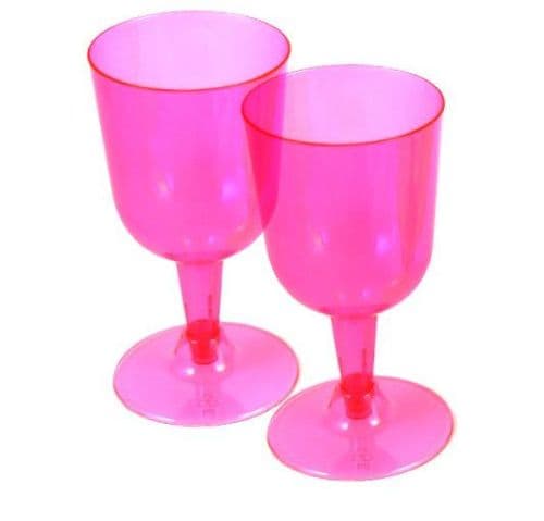 Neon Pink Plastic Wine Glasses 20's - 5.5floz