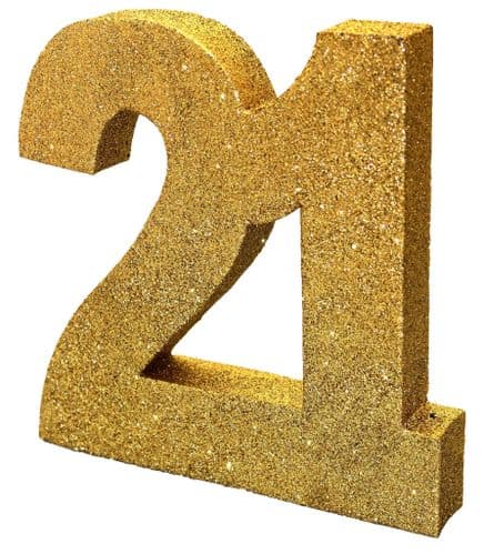 Number 21 Glitter Table Decoration Gold