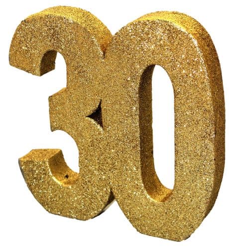 Number 30 Glitter Table Decoration Gold