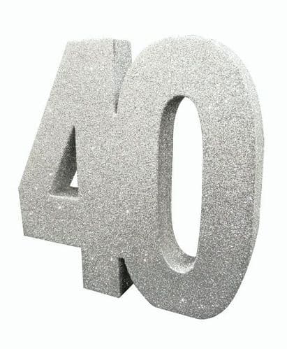 Number 40 Glitter Table Decoration Silver