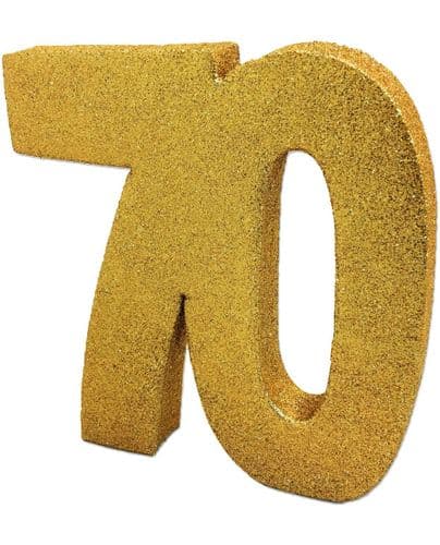 Number 70 Glitter Table Decoration Gold