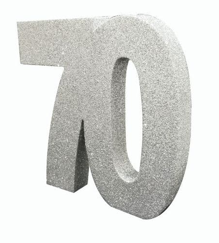 Number 70 Glitter Table Decoration Silver