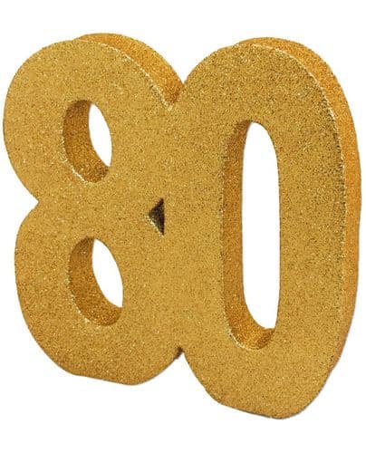 Number 80 Glitter Table Decoration Gold
