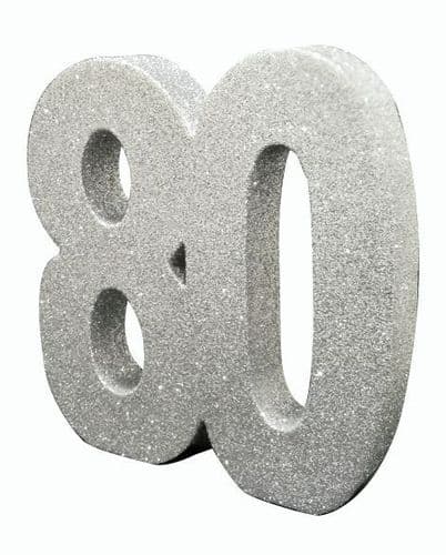 Number 80 Glitter Table Decoration Silver