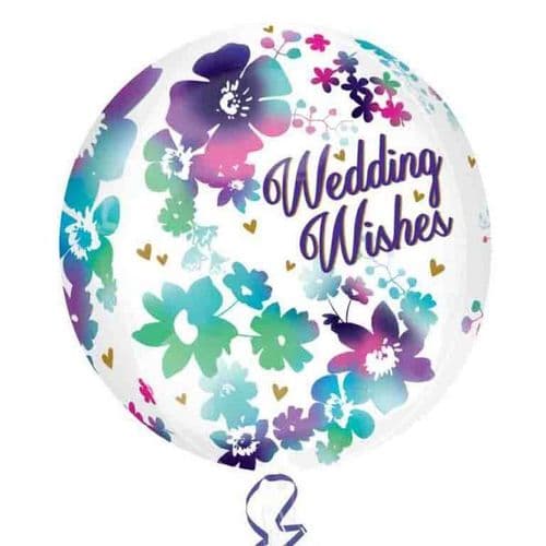 Orbz Watercolour Wedding Wishes Foil Balloons 15" x 16"