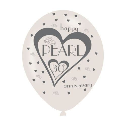 Pearl 30th Anniversary Latex Balloons 11" packet of 6