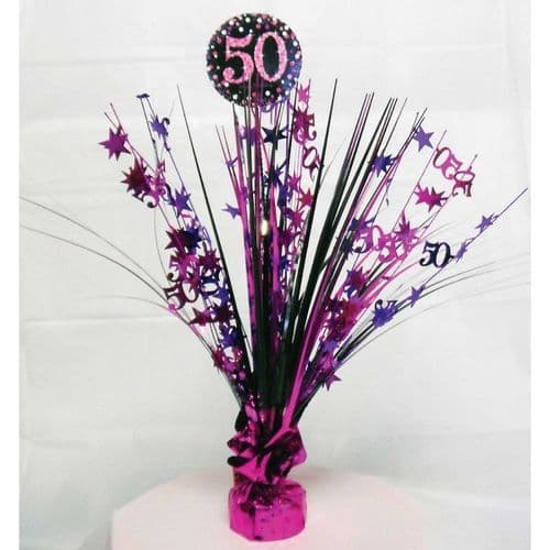 Pink Celebration 50th Centrepiece Spray 45cm