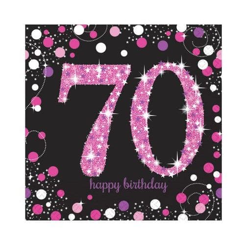 Pink Celebration 70th Luncheon Napkins 33cm 16 per pack.