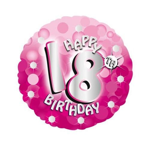 Pink Sparkle Party Happy Birthday 18th Foil Balloon