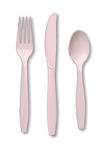 Plastic Premium Cutlery Classic Pink Assorted
