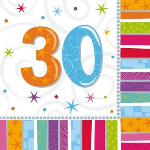 Radiant Birthday 30th Luncheon Napkins 16 per pack.