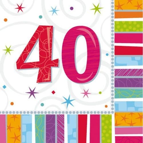 Radiant Birthday 40th Luncheon Napkins 16 per pack.