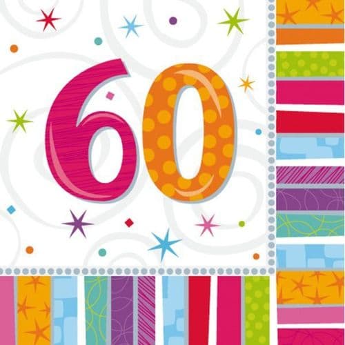 Radiant Birthday 60th Luncheon Napkins 16 per pack.