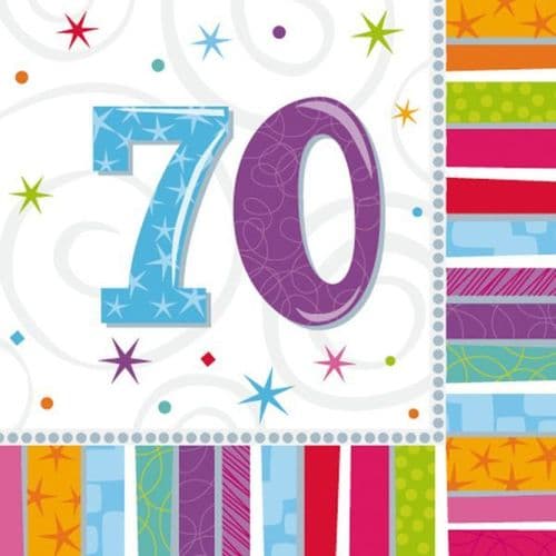 Radiant Birthday 70th Luncheon Napkins 16 per pack.