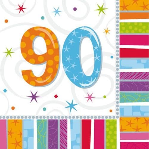 Radiant Birthday 90th Luncheon Napkins 16 per pack.