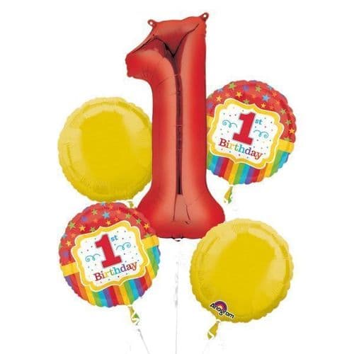 Rainbow 1st Birthday Bouquet Foil Balloon