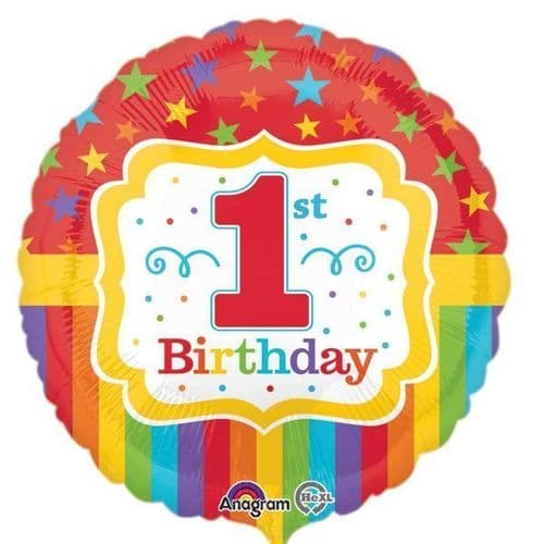 Rainbow 1st Birthday Standard Foil Balloon