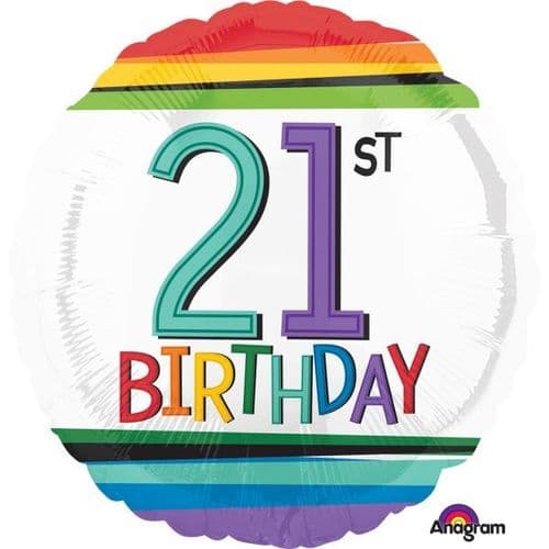 Rainbow Birthday 21st Foil Balloon