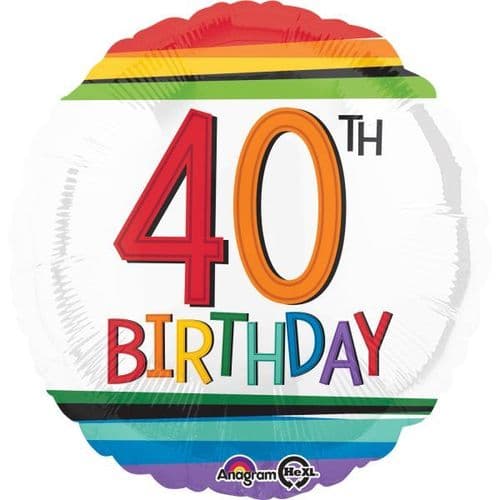 Rainbow Birthday 40th Foil Balloon