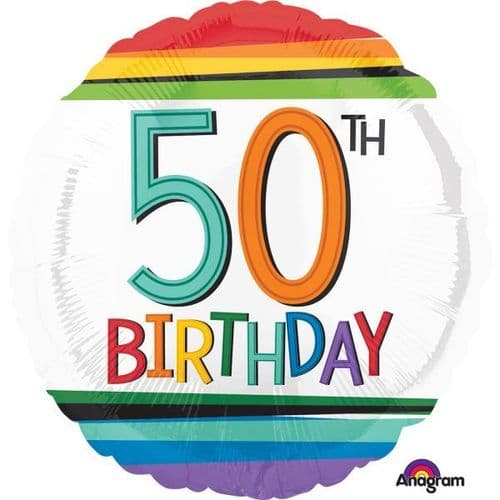Rainbow Birthday 50th Foil Balloon
