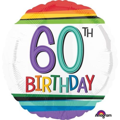 Rainbow Birthday 60th Foil Balloon