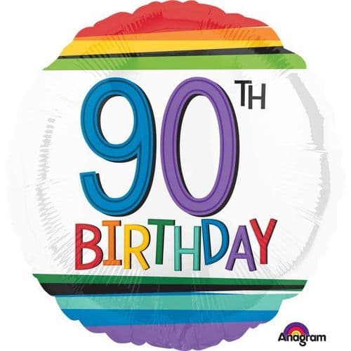 Rainbow Birthday 90th Foil Balloon