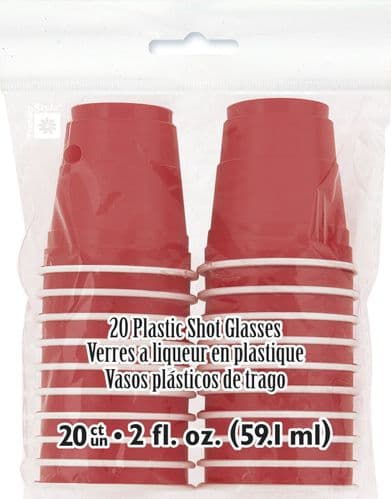 Red Plastic Shot Glasses 20's