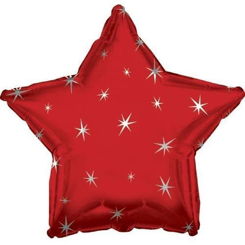Red Sparkle Star Shaped Foil Balloon