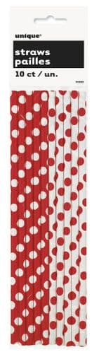 Ruby Red Dots Paper Straws 10pc