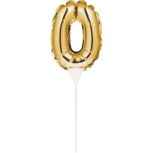 Self-Seal Mini Balloon Cake Topper 0 Gold Self-Inflating Technology