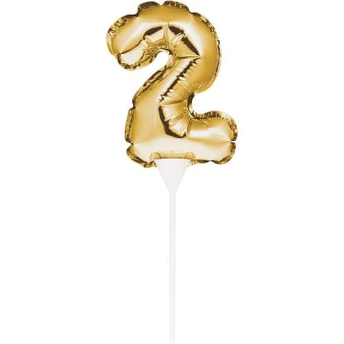 Self-Seal Mini Balloon Cake Topper 2 Gold Self-Inflating Technology