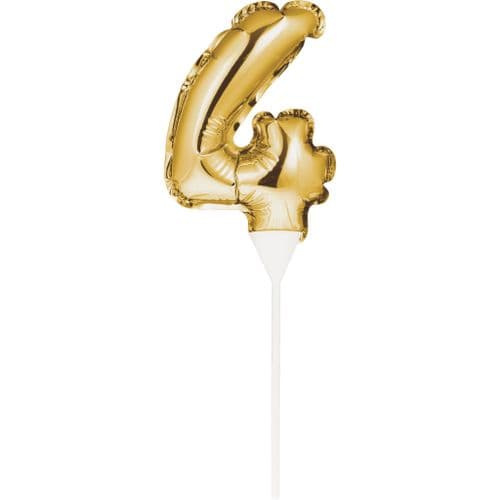 Self-Seal Mini Balloon Cake Topper 4 Gold Self-Inflating Technology