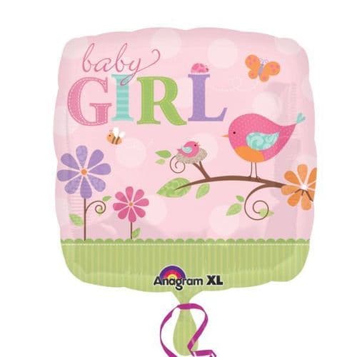Sweet Baby Girl Pink Square Standard Foil Balloon