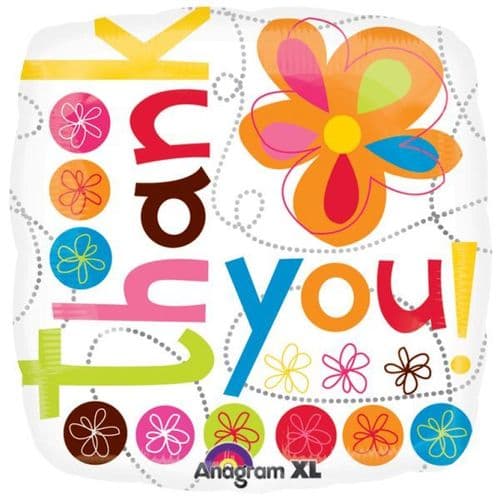 Thank You Colourful Flowers Foil Balloon