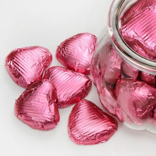 Baby Pink Foiled Chocolate Hearts - box of 200
