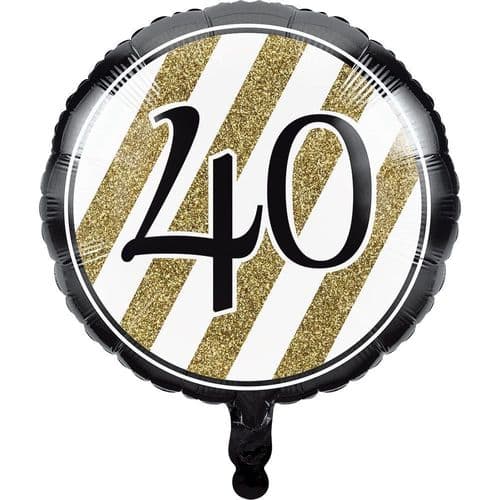 Black and Gold 40 Foil Balloon