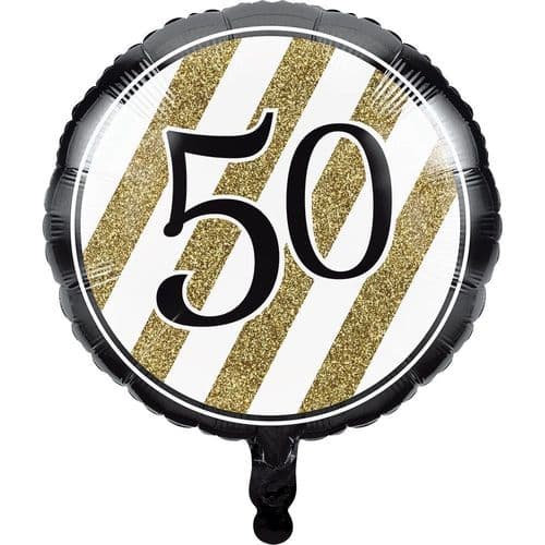 Black and Gold 50 Foil Balloon